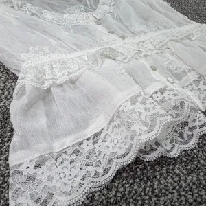 Willow + Root White Lace Flutter Peplum Blouse Sheer Boho Top Medium  167 thumbnail 6