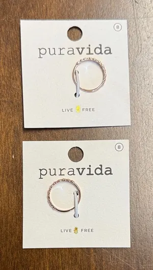 Pura Vida Floral Stacking Rings Set of Two - Brass Base with Rose Gold Plating thumbnail 1