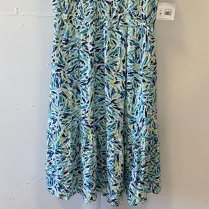 NWT Beachlunchlounge Julieta Midi Dress Blue Green Abstract Smocked Viscose M thumbnail 4