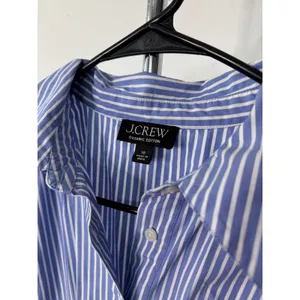J.Crew Shirtdress Blue White Striped Short Sleeve Fit Flare Organic Cotton thumbnail 4