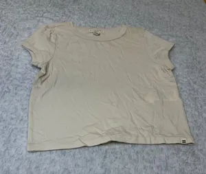 Billabong Essentials Womens Tan Beige Cotton Short Sleeve Crew Neck Tee M NWOT thumbnail 1