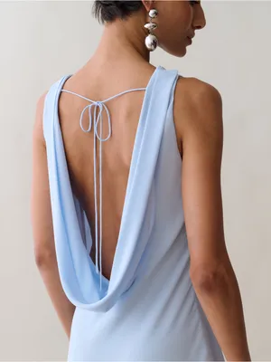 NWT Few Moda Amarosa Dress size Large L Light Blue o.p.t backless maxi thumbnail 5