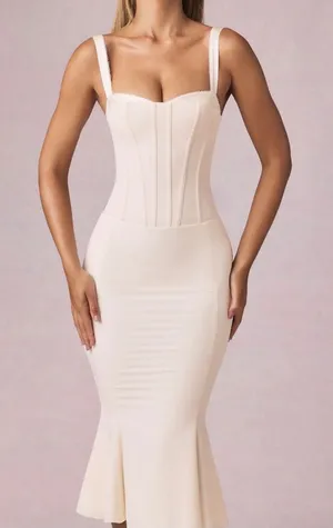 NWT Oh Polly Valentina Ivory Corset‎ Fishtail Midaxi Dress Size US 2 thumbnail 1