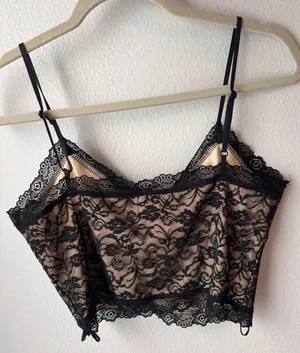 Princess Polly Black Lace Tank Top thumbnail 2
