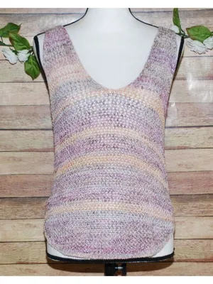 We The Free Crochet Tank Top Medium Purple Lavender Multicolor Open Back thumbnail 2