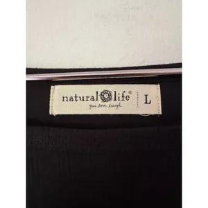 NWOT Natural Life Leah Pointelle Top Size Large Black Lettuce Ruffle thumbnail 7