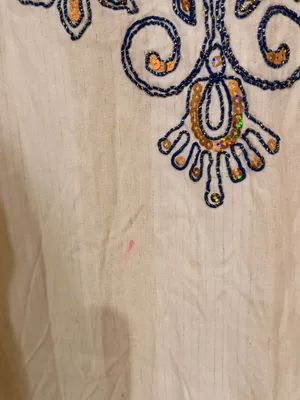 AB Classic Inidan Cream Maxi Dress with Blue and Gold Embroidery thumbnail 12