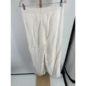 Abercrombie & Fitch White Wide Leg Linen Blend Pants Size 10 thumbnail 8
