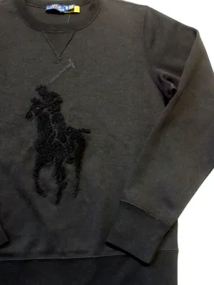 NWT Polo Ralph Lauren Women's Big Pony Sweatshirt in Black Tonal Pullover XS thumbnail 3