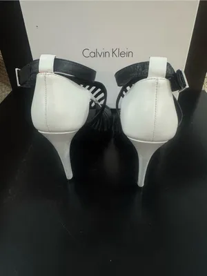 Calvin Klein Black and White Strappy Stiletto Sandals thumbnail 3