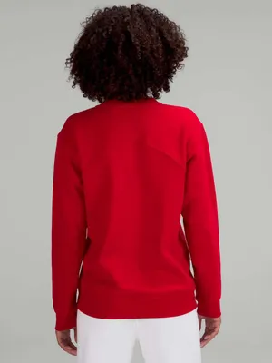 Lululemon All Yours Crew Fleece sweatshirt Red loungewear activewear outdoor L thumbnail 2