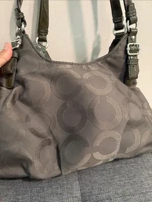 Coach Signature Shoulder Bag in Brown and Dark Olive Trim thumbnail 6