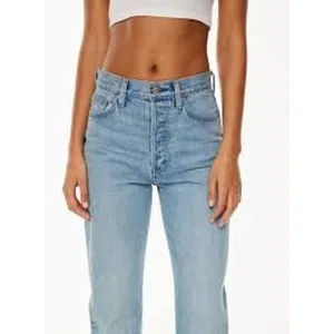 Denim Forum Jeans Women 23 Light Blue The Arlo Hi-Rise Straight Button Fly Denim thumbnail 2