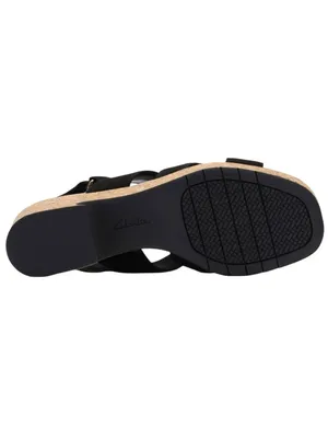 NWT Clarks Nerisa Grace Wedge Cork Sandal 26187243 Black Nubuck 8.5M thumbnail 4