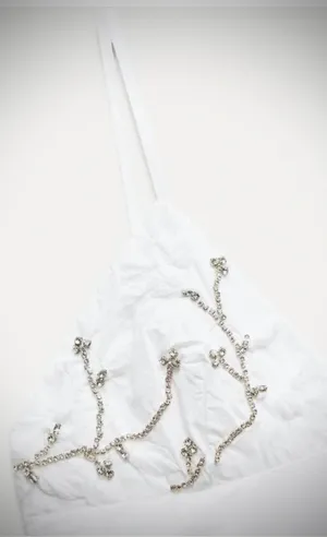 Zara viral tik tok Poplin Mini Dress with jewel appliqué/ floral embroidery M thumbnail 4