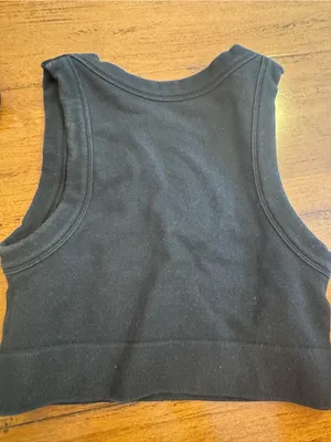 aerie Black Ribbed Cropped Tank Top thumbnail 3