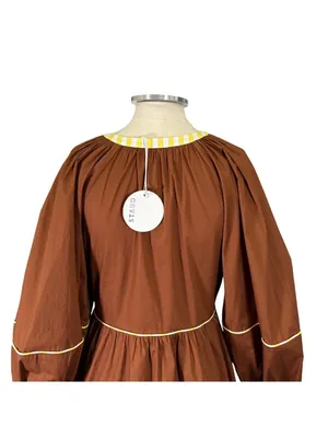 NEW Staud Demi Puff Sleeve Contrast Trim Poplin Mini Dress Size XS thumbnail 8