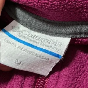 Columbia Half Zip Fleece Pullover Women M Purple Gray Hiking Thumbhole Sweater thumbnail 3