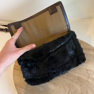 KDB Brown Genuine Cowhide Leather Black Fur Lined Crossbody Small Bag thumbnail 3
