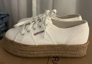 Superga White Canvas Platform Espadrilles thumbnail 4