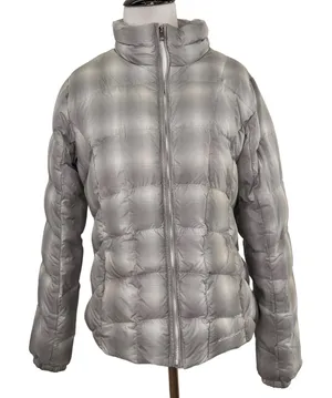 Eddie Bauer Women's 650 Silver Plaid Checkered Jacket Size Small thumbnail 1