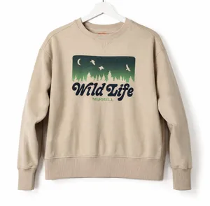 Merrell Wildlife Graphic Crewneck Sweatshirt Women's Small Beige Outdoor Casual thumbnail 1