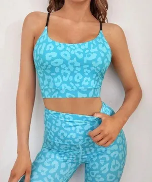 SheIn Leopard Print Sports Bra with High Waist Skinny Leggings thumbnail 3
