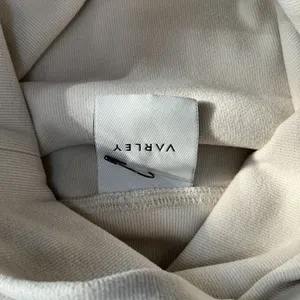 Varley Funnel Neck Pullover Cream Contrast Piping Thumbhole Large Athleisure thumbnail 2