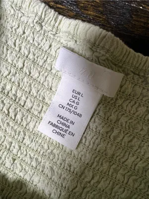 H&M Light Mint Green Puff-Sleeve Milkmaid Mini Dress Sweetheart Cotton Large thumbnail 7