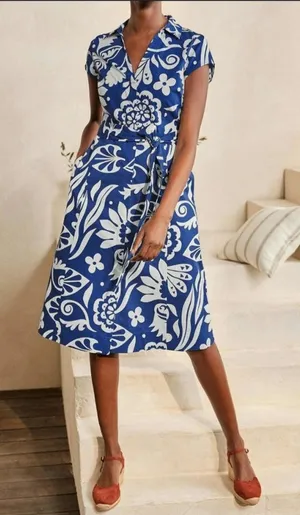 Boden Rowena Blue Shirt Dress Size: 8 thumbnail 1