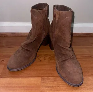 Brown Heeled Suede Boots Size 11 thumbnail 2