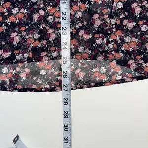 Maurices Blouse Black Pink Ditsy Floral V-neck Button Front NWT thumbnail 7