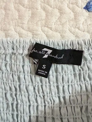 7 For All Mankind Linen Cotton Blend Long Sleeve Smocked Ruffle Dress Size S thumbnail 10