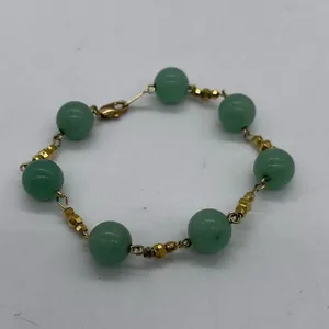 Jade Bracelet with Gold plated chain Green thumbnail 3
