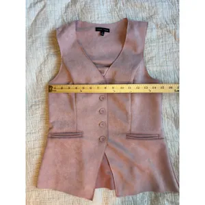 Moa Moa Faux Suede Vest Pink Button Front Tailored Waistcoat UA632-SUA Medium thumbnail 2