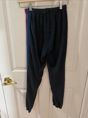 Aviator nation navy jogger Pants with Yellow & Red Side Stripes small thumbnail 4