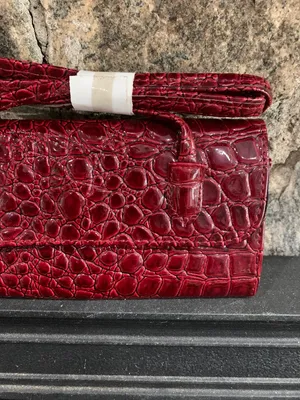 Croc Print Wallet Crossbody Women's Dark Red thumbnail 4
