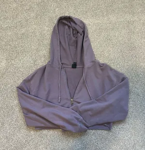 Cropped zip up sweatshirt purple thumbnail 1