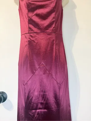 MUXXN S Burgundy Satin Cowl Neck Formal Gown V Back Maxi Dress thumbnail 8