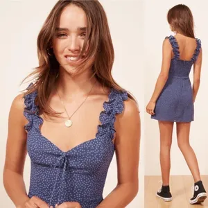 Reformation Dress Hilton Mini Floral Ruffle Wedding Summer‎ Hyacinth 2 GUC thumbnail 8