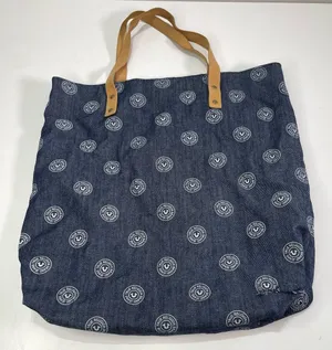 True Religion Tote Bag All Over Button Logo Blue Denim thumbnail 1
