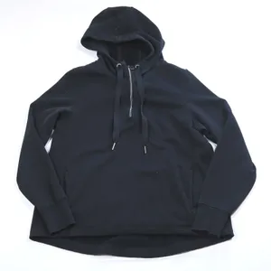 Athleta Cozy Karma 1/4 Zip Hoodie Women Medium Black High Low Hem Thumbhole Top thumbnail 1