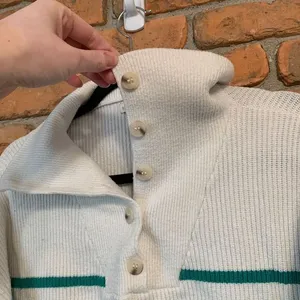Sincerely‎ Jules Womens Large Sweater White Green Striped Ribbed Knit Pullover thumbnail 2