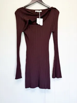 NWT BRONZE SNAKE Maven Brown Long Sleeve Mini Dress S/M Small Medium thumbnail 2