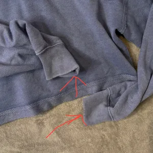 Aerie Crop Distressed Hoodie Full Zip Size S Blue Grunge Boxy Oversized thumbnail 7