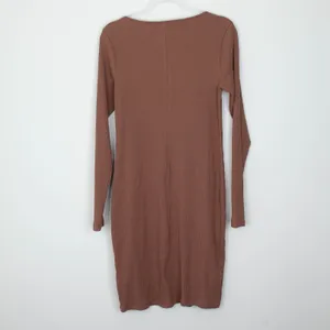 NWT Old Navy Womens Square Neck Ribbed Knit Bodycon Midi Dress Size L Tall Brown thumbnail 6