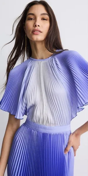 L'IDÉE Orchestra pleated gown in a blue and purple‎ lidee ombre 2 thumbnail 1