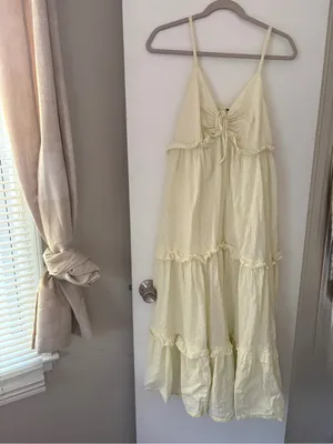 Free People Pale Yellow Tiered Maxi Dress thumbnail 5