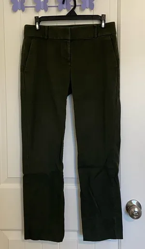 LOFT women’s dark green straight cut jeans pants‎ size 0 hemmed length thumbnail 1