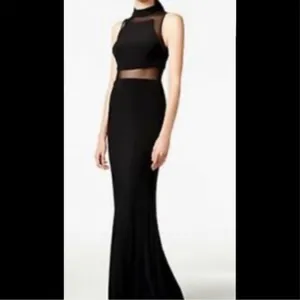 Betsy Adam Black Mesh Illusion Mesh Cut Out Maxi Dress Womens 0 Formal Black Tie thumbnail 2